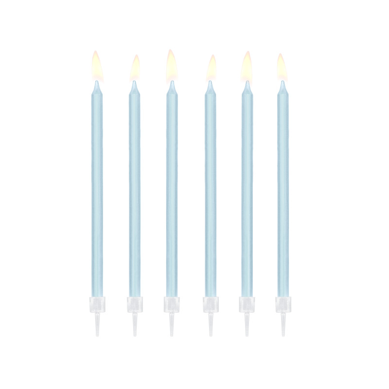 Svetlo modré tortové sviečky, 12 ks